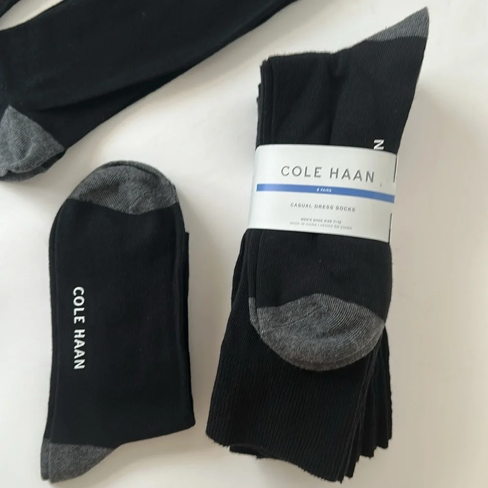 Socks Cole Haan 6 Pairs Men's Black and Gray Dress Socks